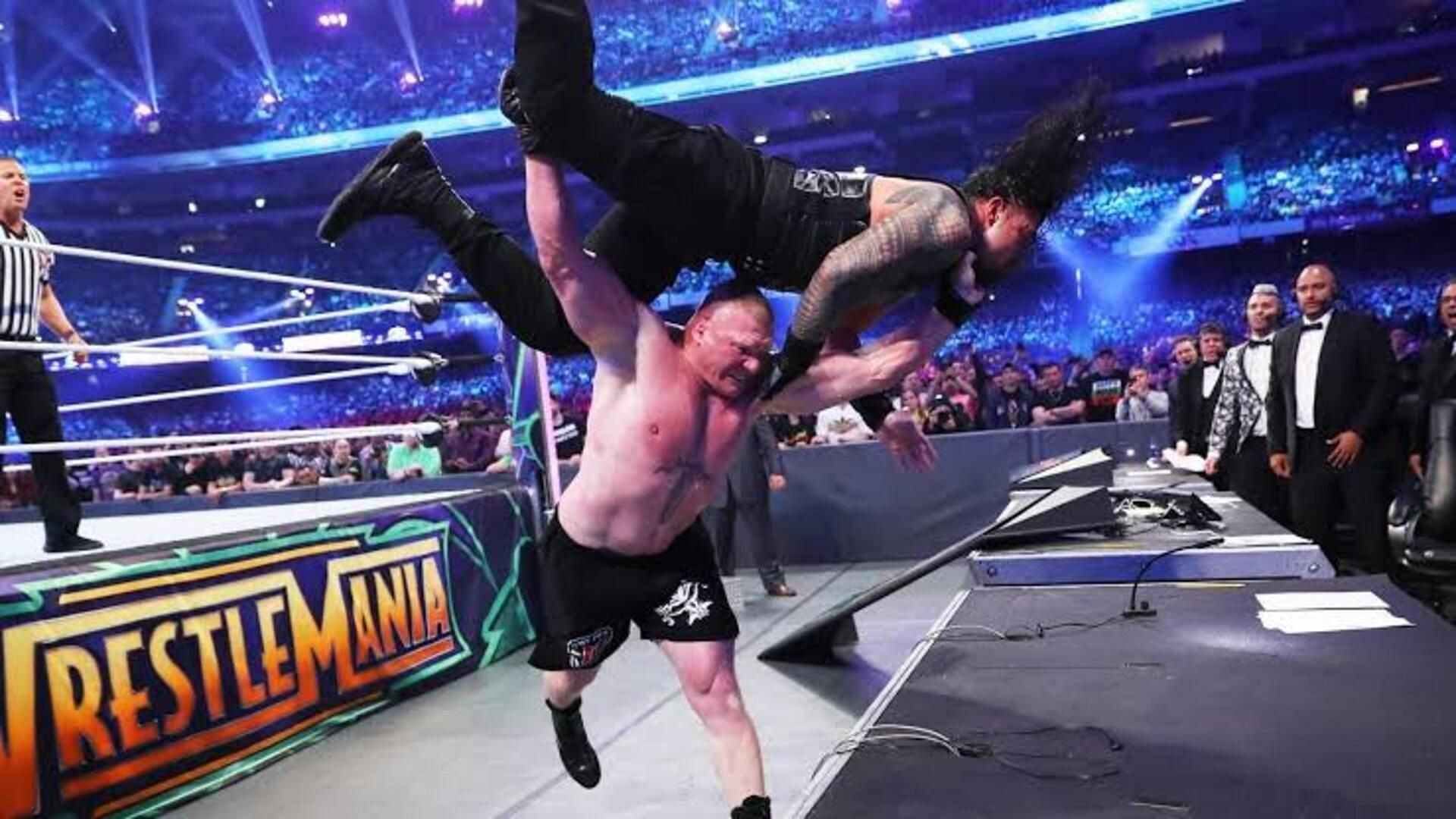 Brock Lesnar and Roman Reigns collide for the Universal Championship.